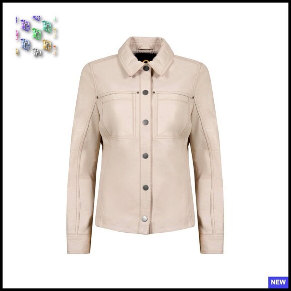 Jackets & Blazers - Genuine Leather Trucker Jacket Classic Moto Style Button Front Lightweight